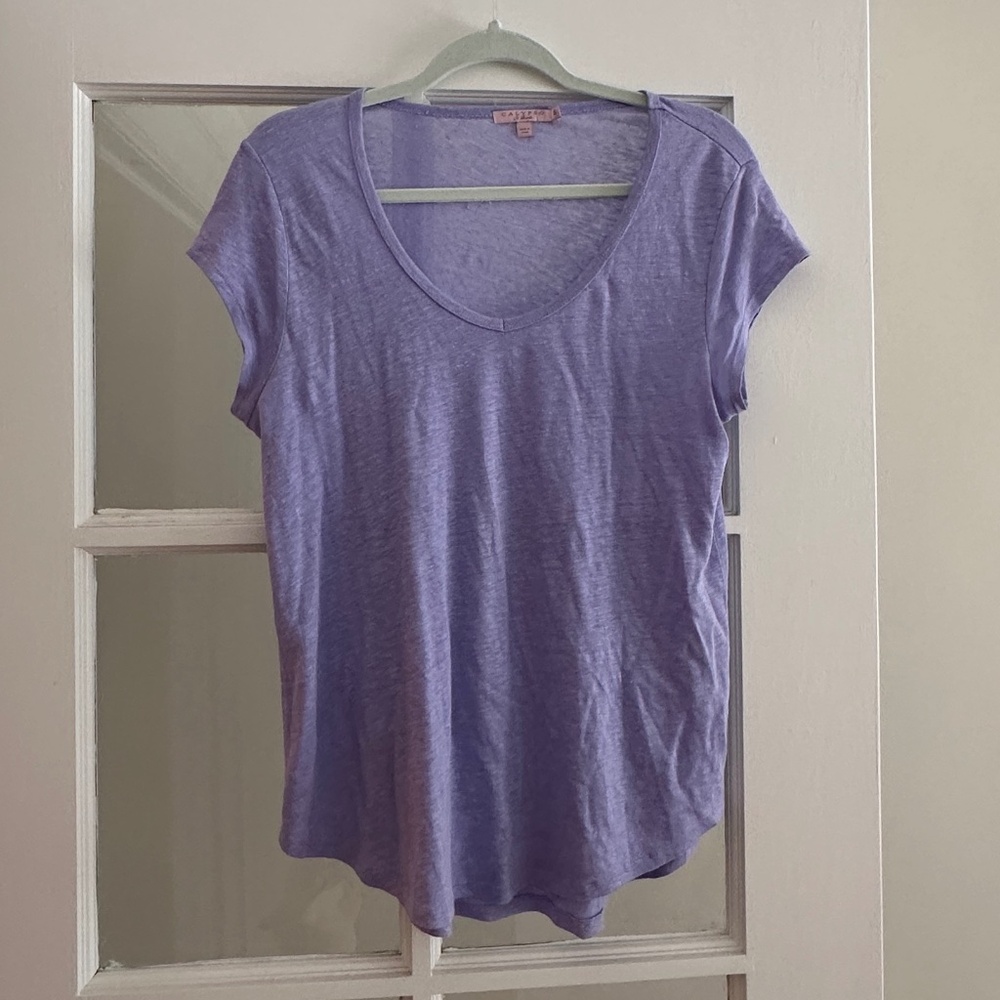 Calypso St. Barth Linen Vima Tee Top Lavender Purple Size Small S